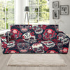 Sugar Skull Skeleton Girly Rose Floral Pattern Print Sofa Covers-grizzshop