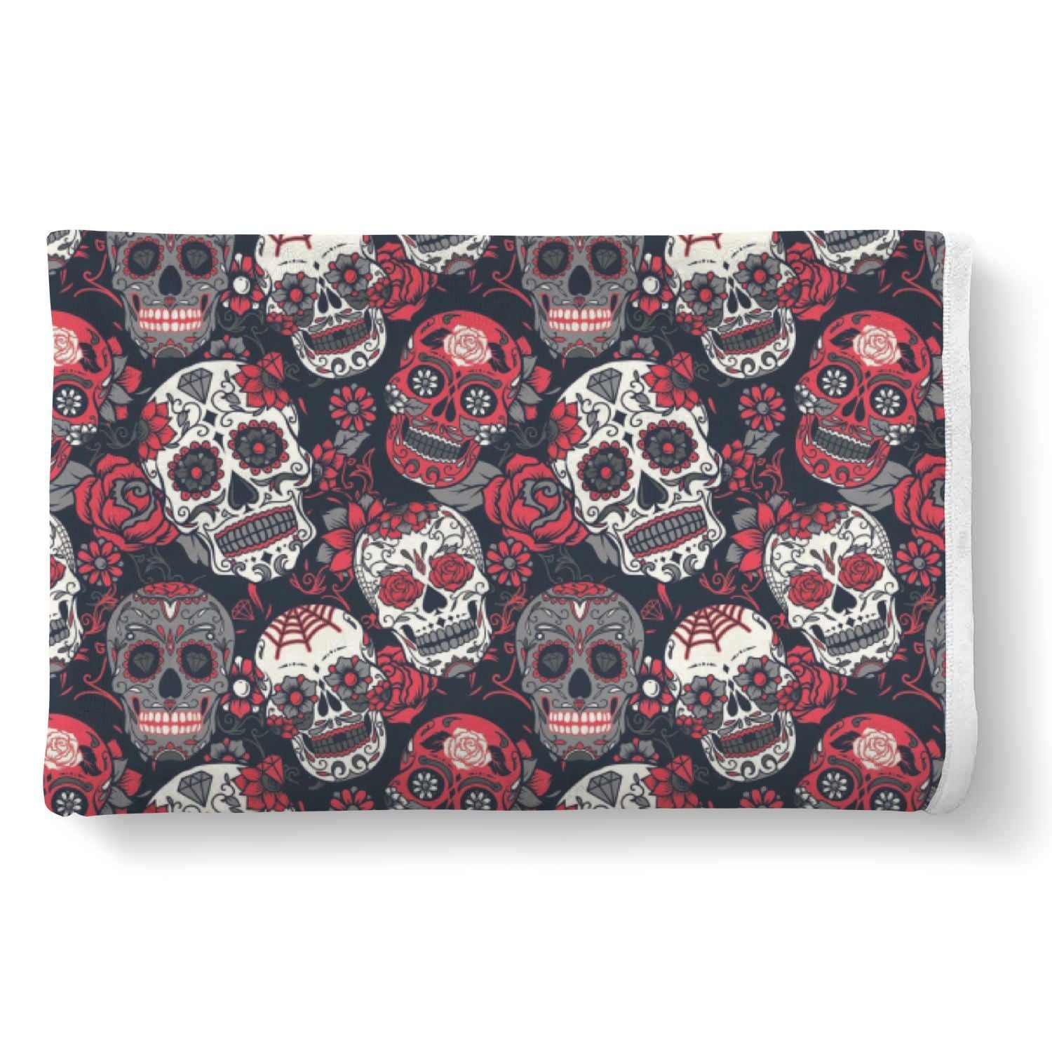 Sugar Skull Skeleton Girly Rose Floral Pattern Print Throw Blanket-grizzshop