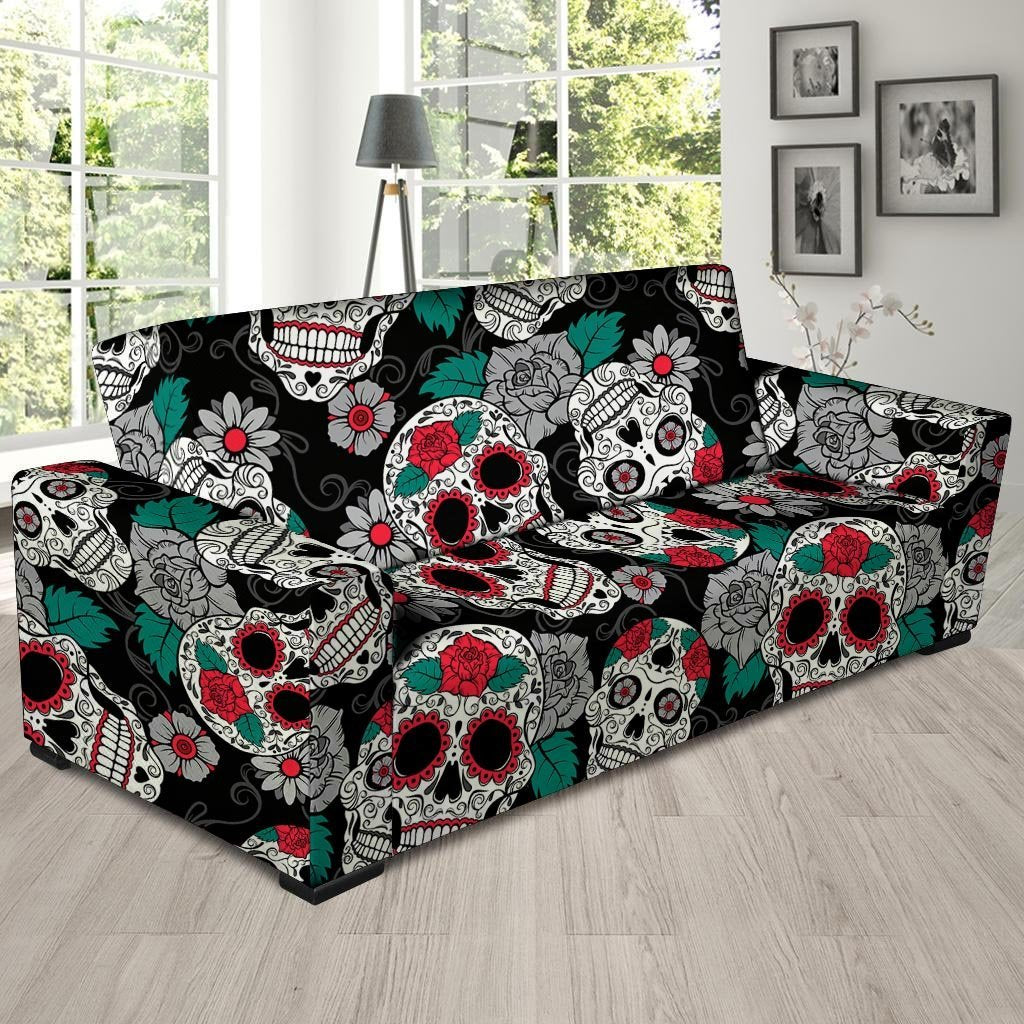 Sugar Skull Sofa Cover-grizzshop