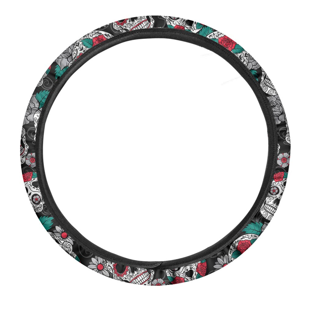 Sugar Skull Steering Wheel Cover-grizzshop