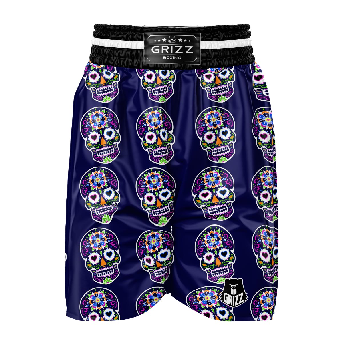 Sugar Skull Teal Pink Print Pattern Boxing Shorts-grizzshop