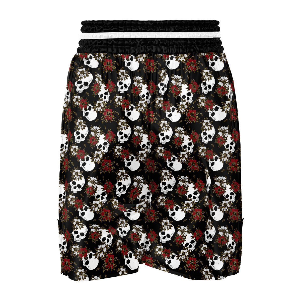 Sugar Skull White And Red Print Pattern Boxing Shorts-grizzshop