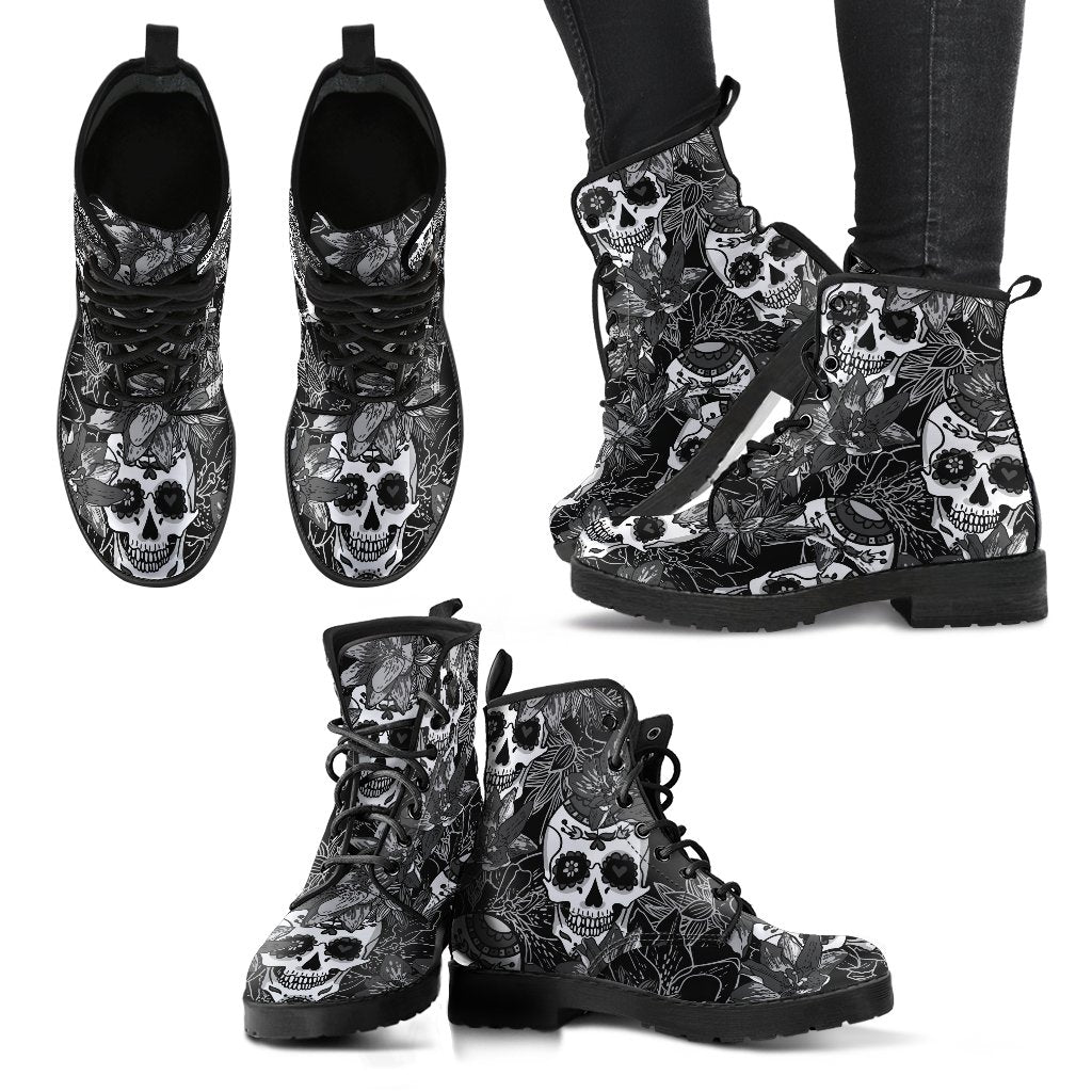 Sugar Skull Women's Leather Boots-grizzshop