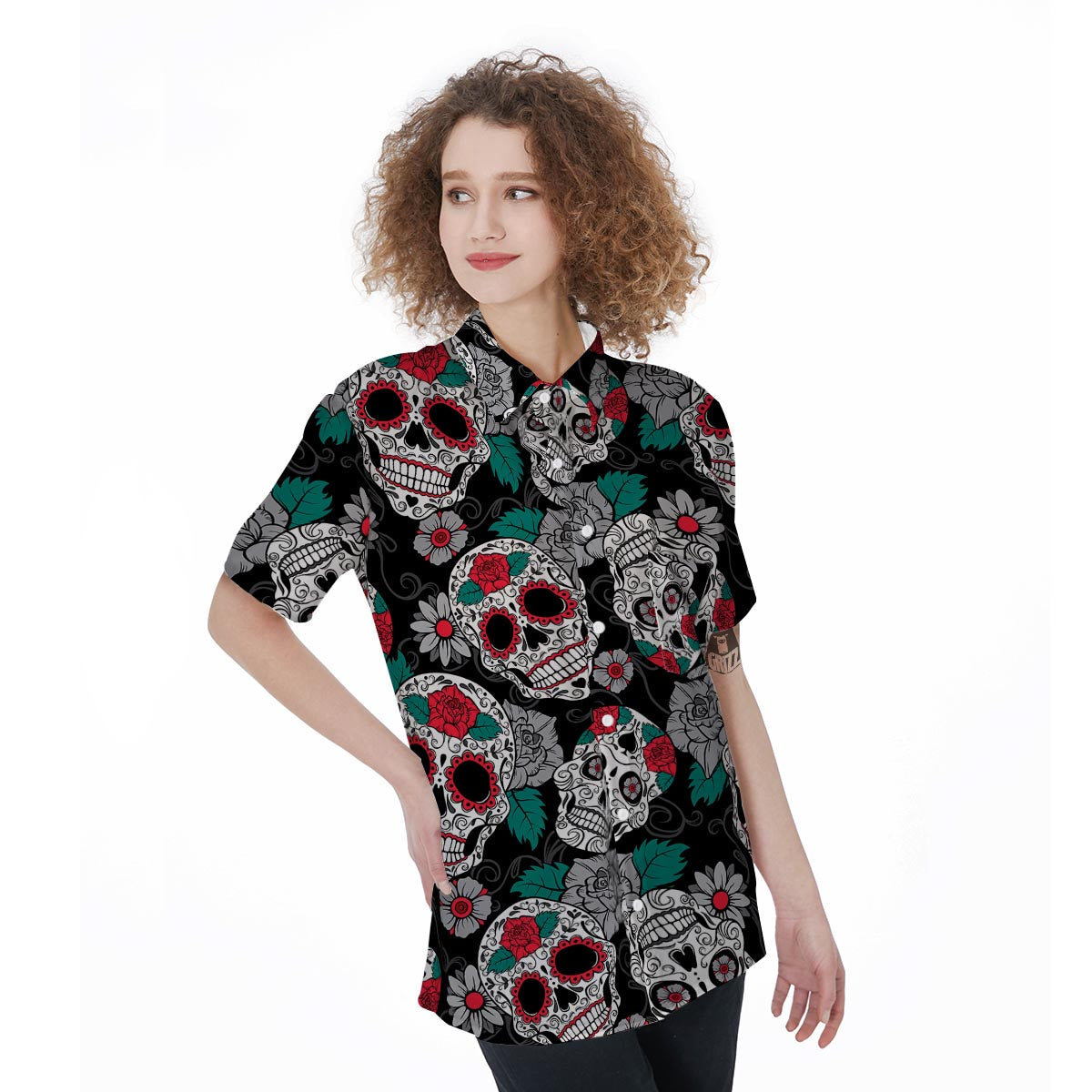 Sugar Skull Women's Short Sleeve Shirts-grizzshop