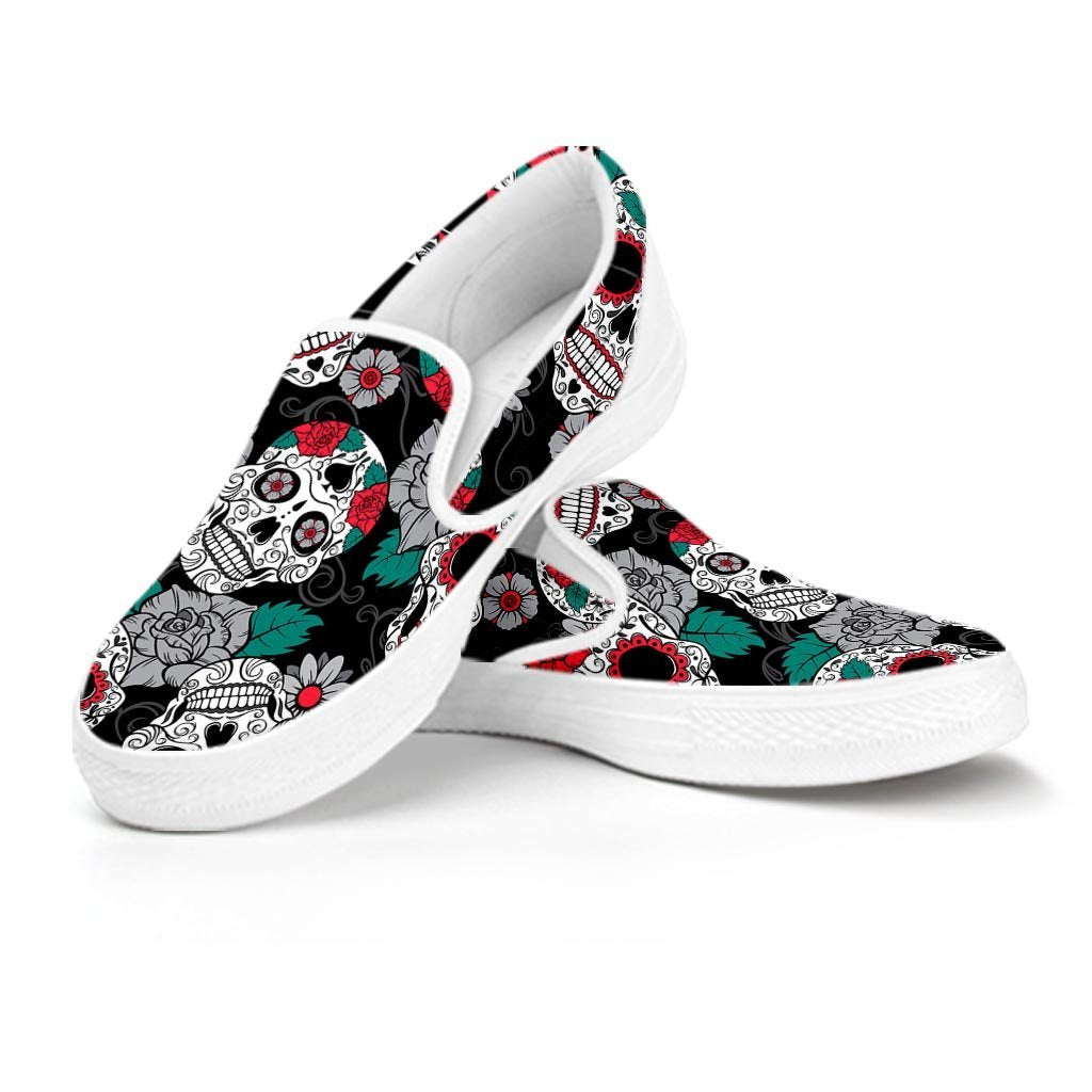 Sugar Skull Women's Slip On Sneakers-grizzshop