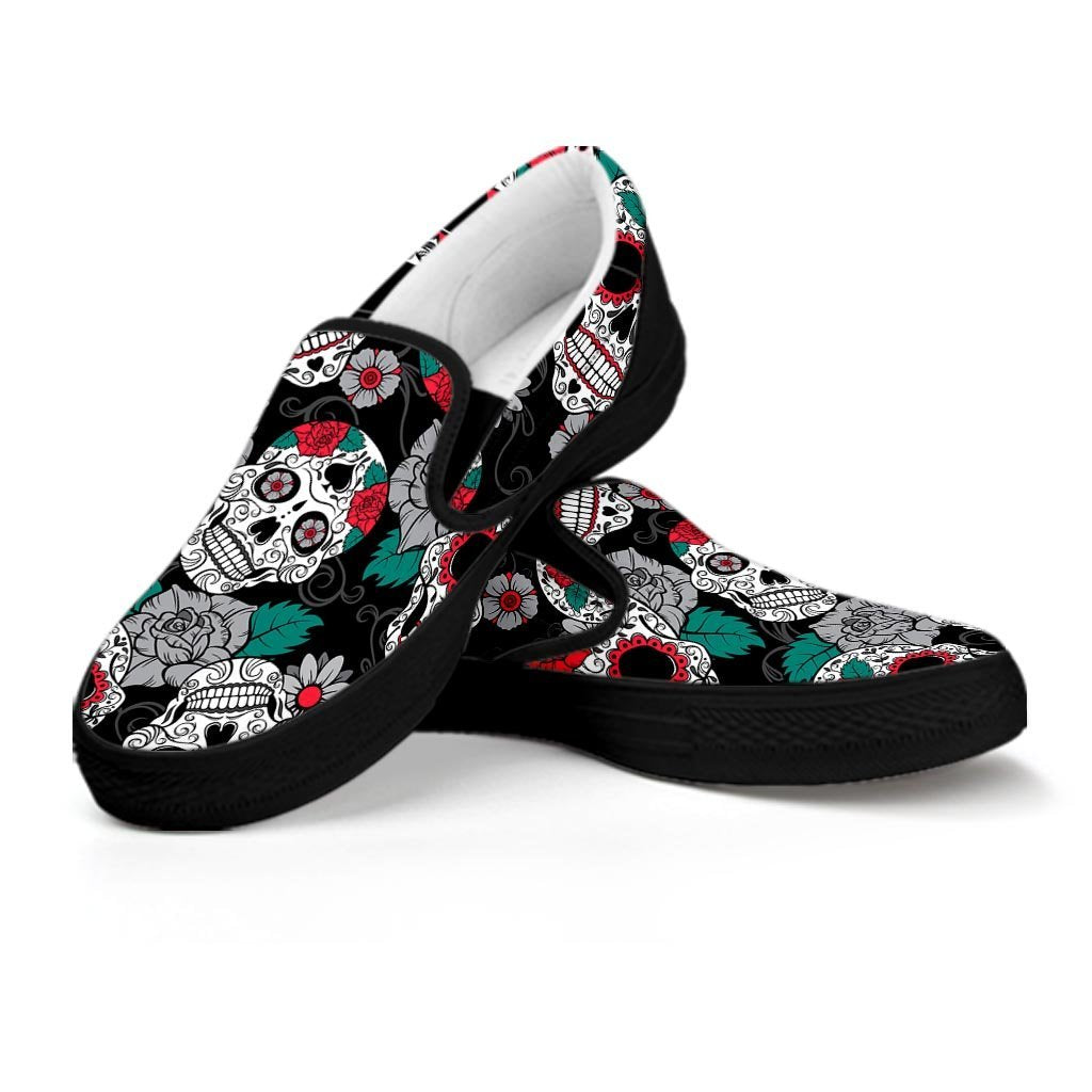 Sugar Skull Women's Slip On Sneakers-grizzshop