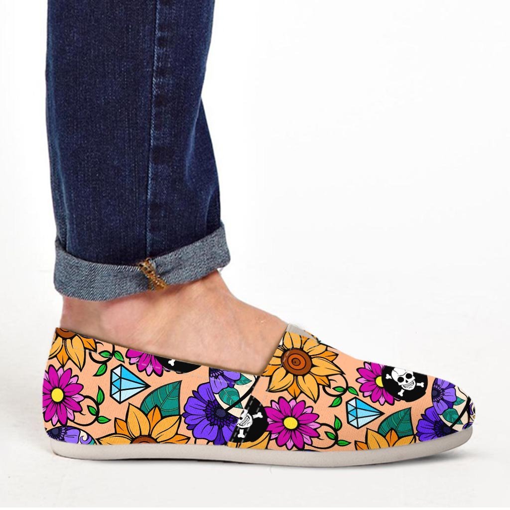 Sugar Skull Flower Canvas Shoes-grizzshop