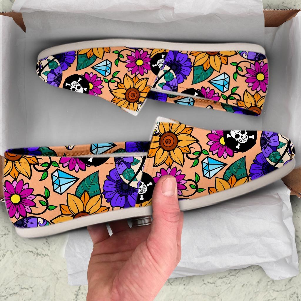 Sugar Skull Flower Canvas Shoes-grizzshop