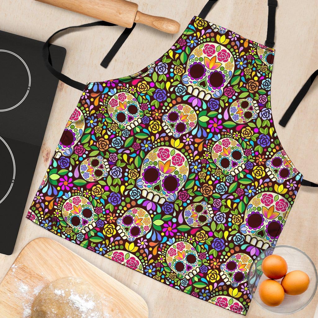 Sugar Skull Mexican Floral Women's Apron-grizzshop
