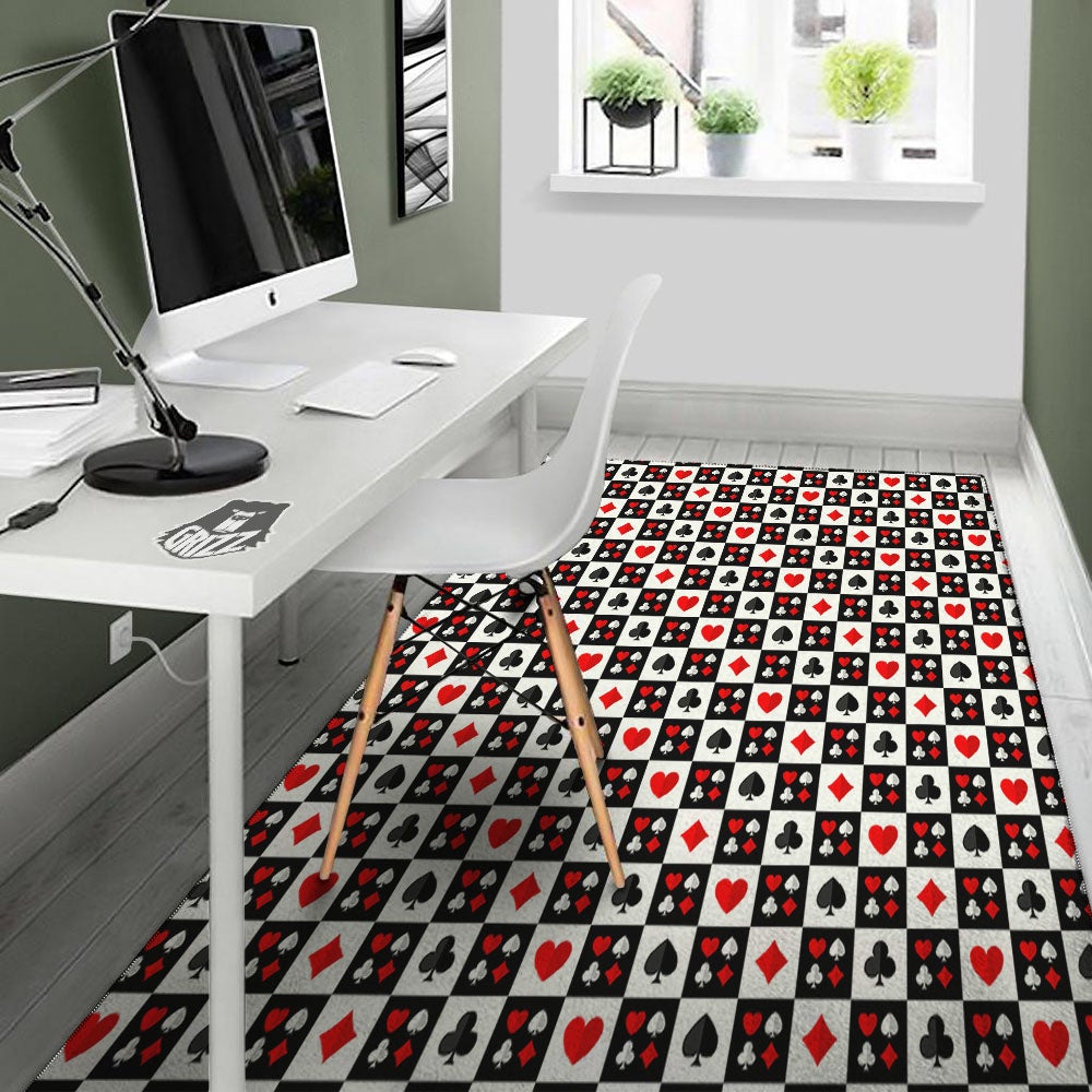 Suits Check Playing Card Print Pattern Floor Mat-grizzshop