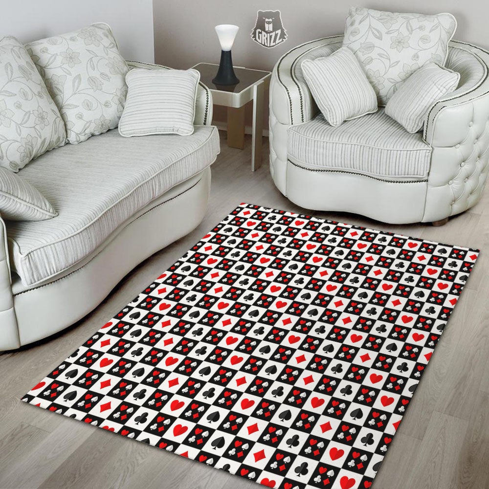 Suits Check Playing Card Print Pattern Floor Mat-grizzshop