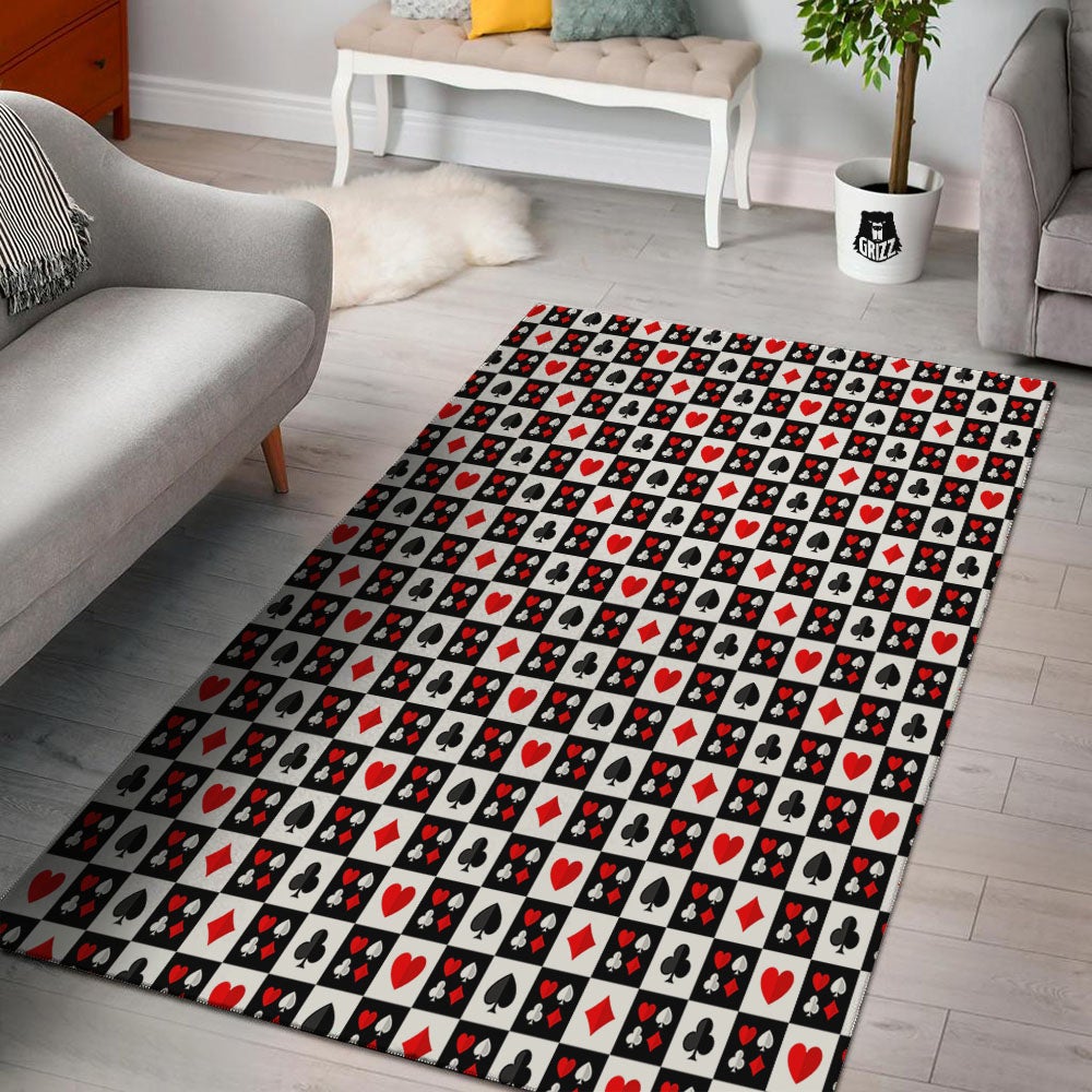 Suits Check Playing Card Print Pattern Floor Mat-grizzshop