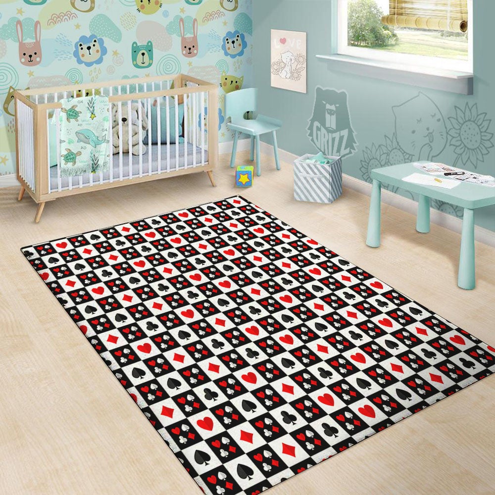 Suits Check Playing Card Print Pattern Floor Mat-grizzshop