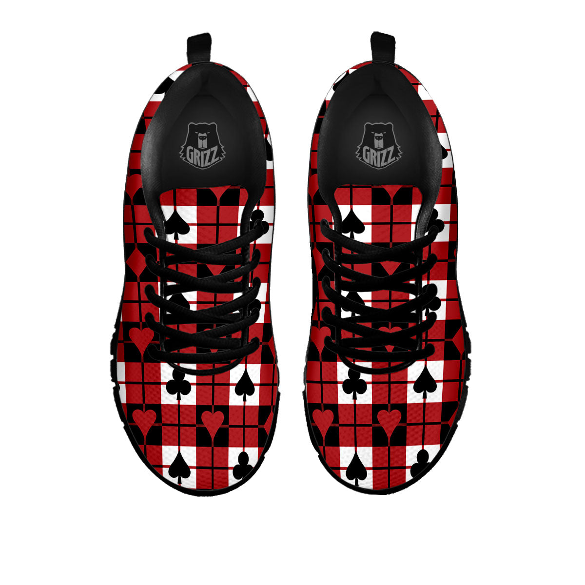 Suits Plaid Playing Card Print Pattern Black Sneaker-grizzshop