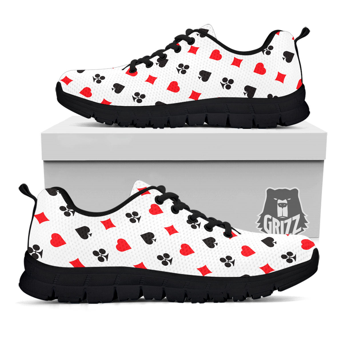 Suits Playing Card Print Pattern Black Sneaker-grizzshop