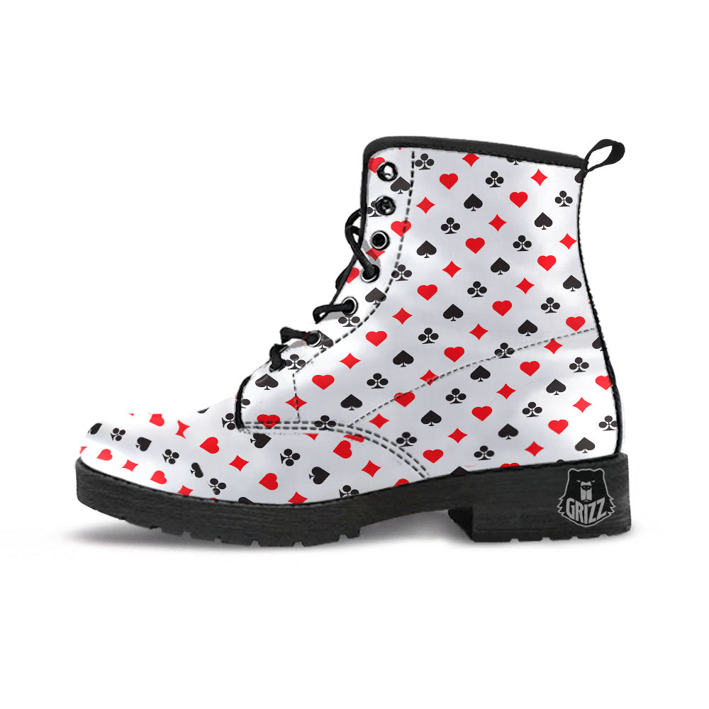 Suits Playing Card Print Pattern Leather Boots-grizzshop