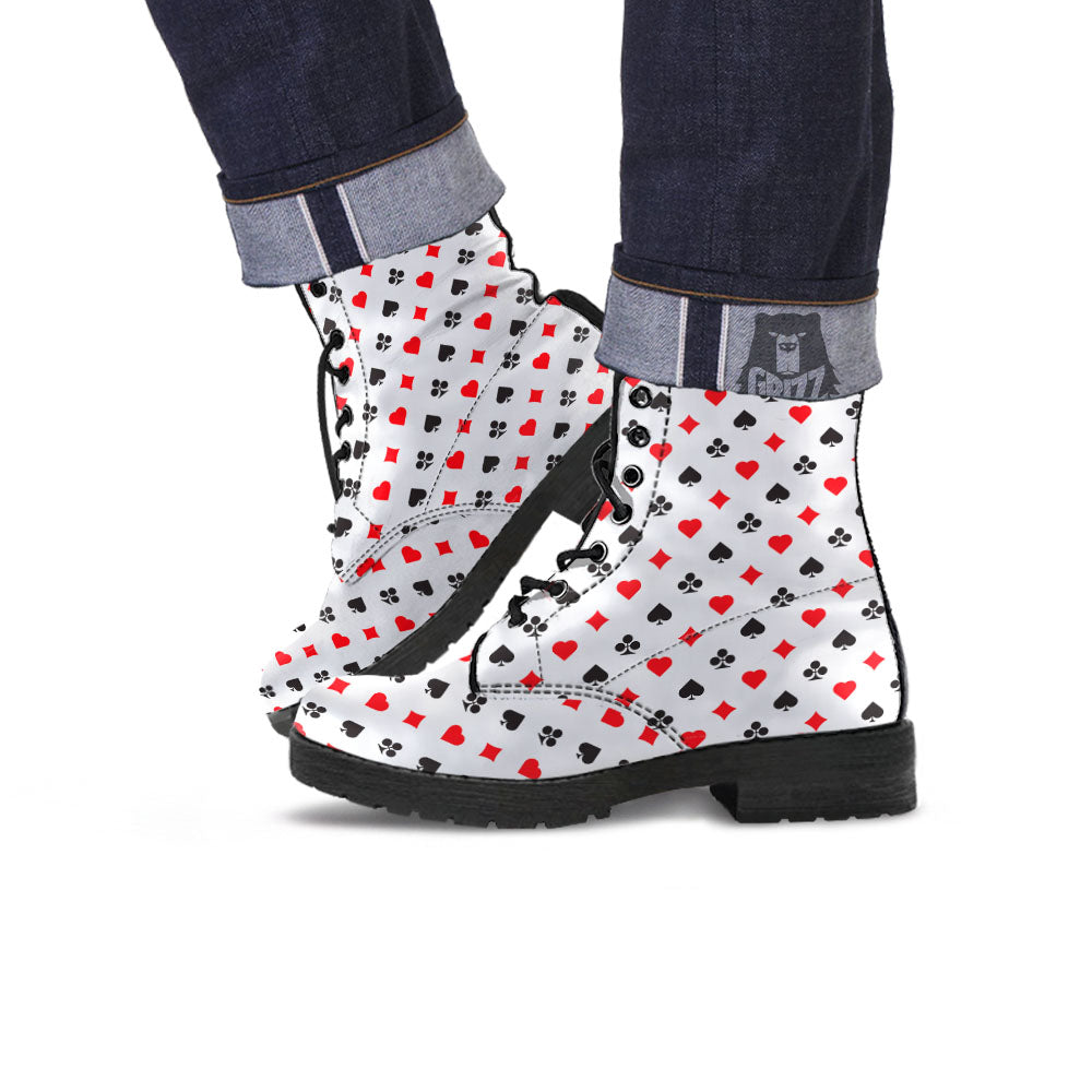 Suits Playing Card Print Pattern Leather Boots-grizzshop