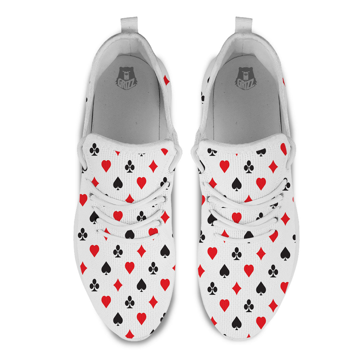 Suits Playing Card Print Pattern White Athletic Shoes-grizzshop