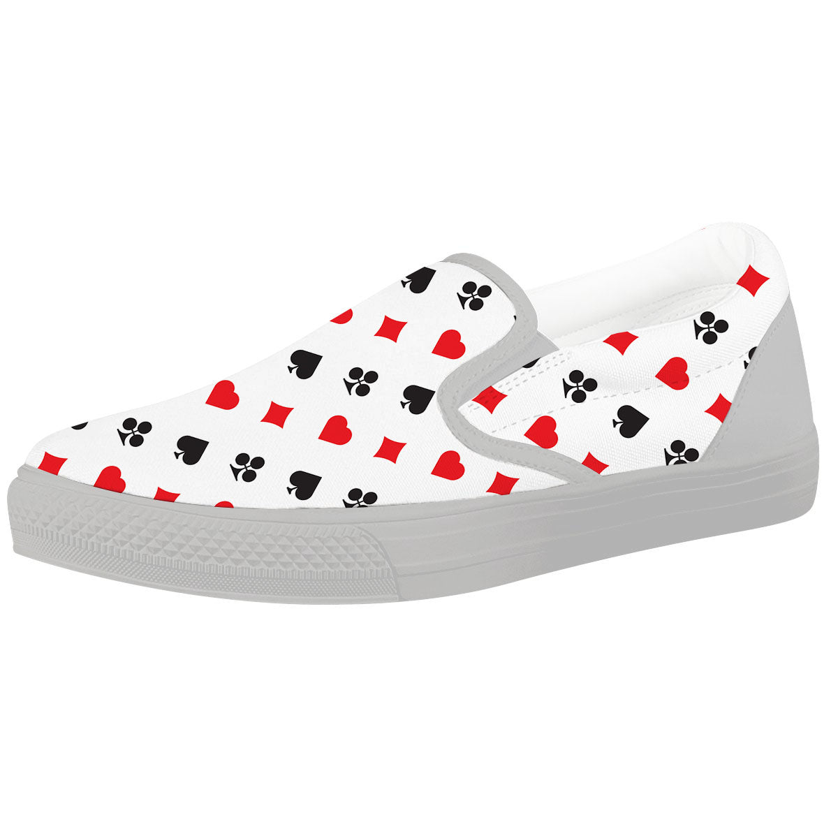 Suits Playing Card Print Pattern White Slip On Shoes-grizzshop