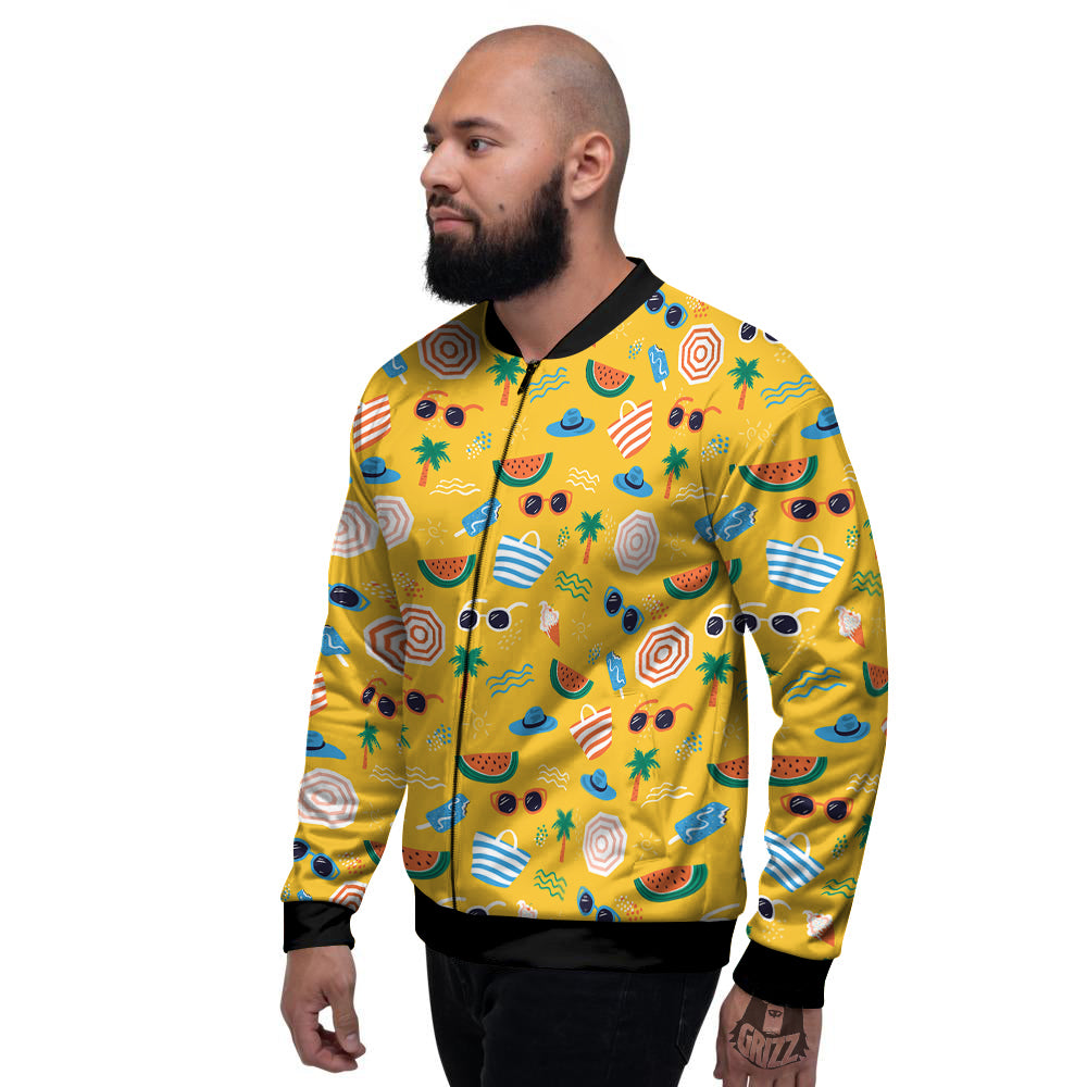 Summer Beach Drawing Print Pattern Men's Bomber Jacket-grizzshop