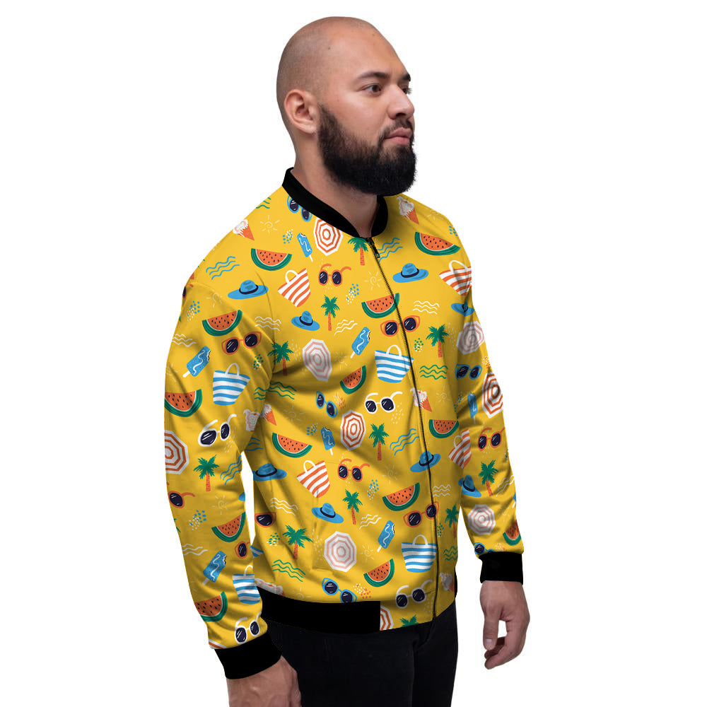Summer Beach Drawing Print Pattern Men's Bomber Jacket-grizzshop