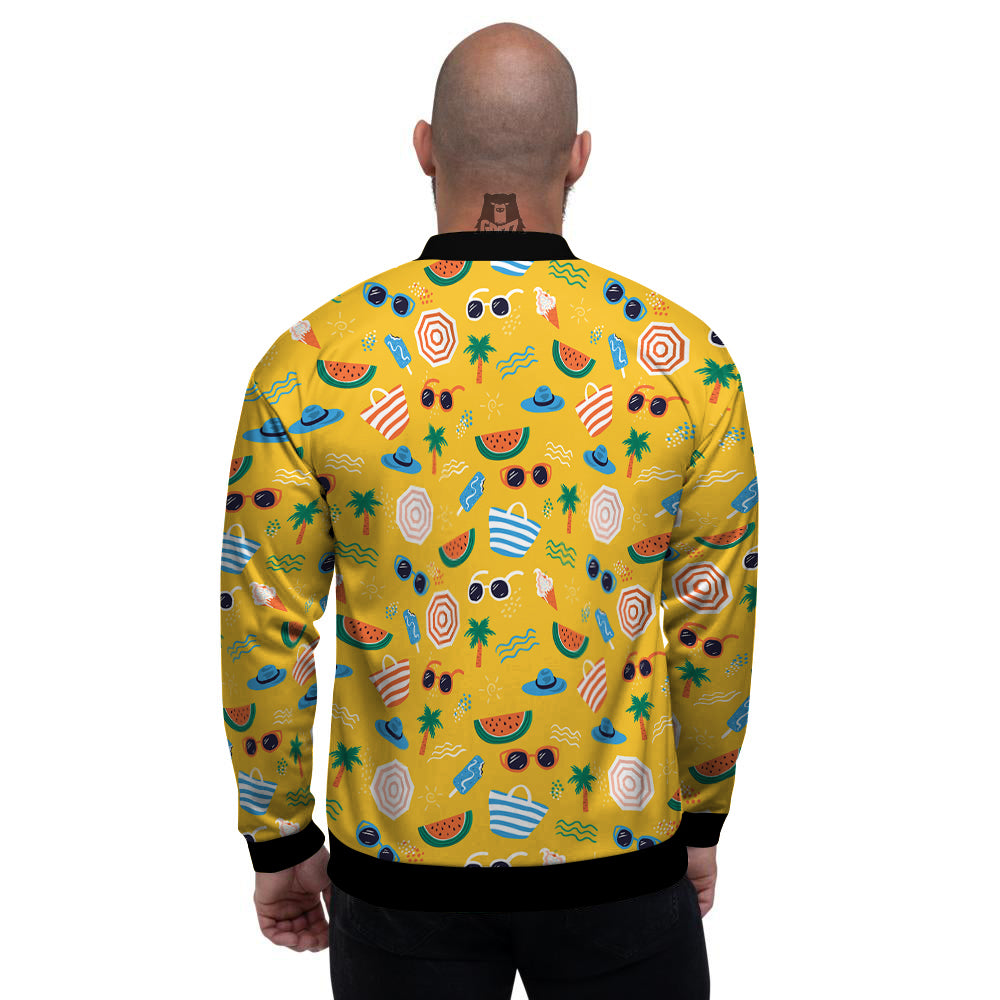 Summer Beach Drawing Print Pattern Men's Bomber Jacket-grizzshop