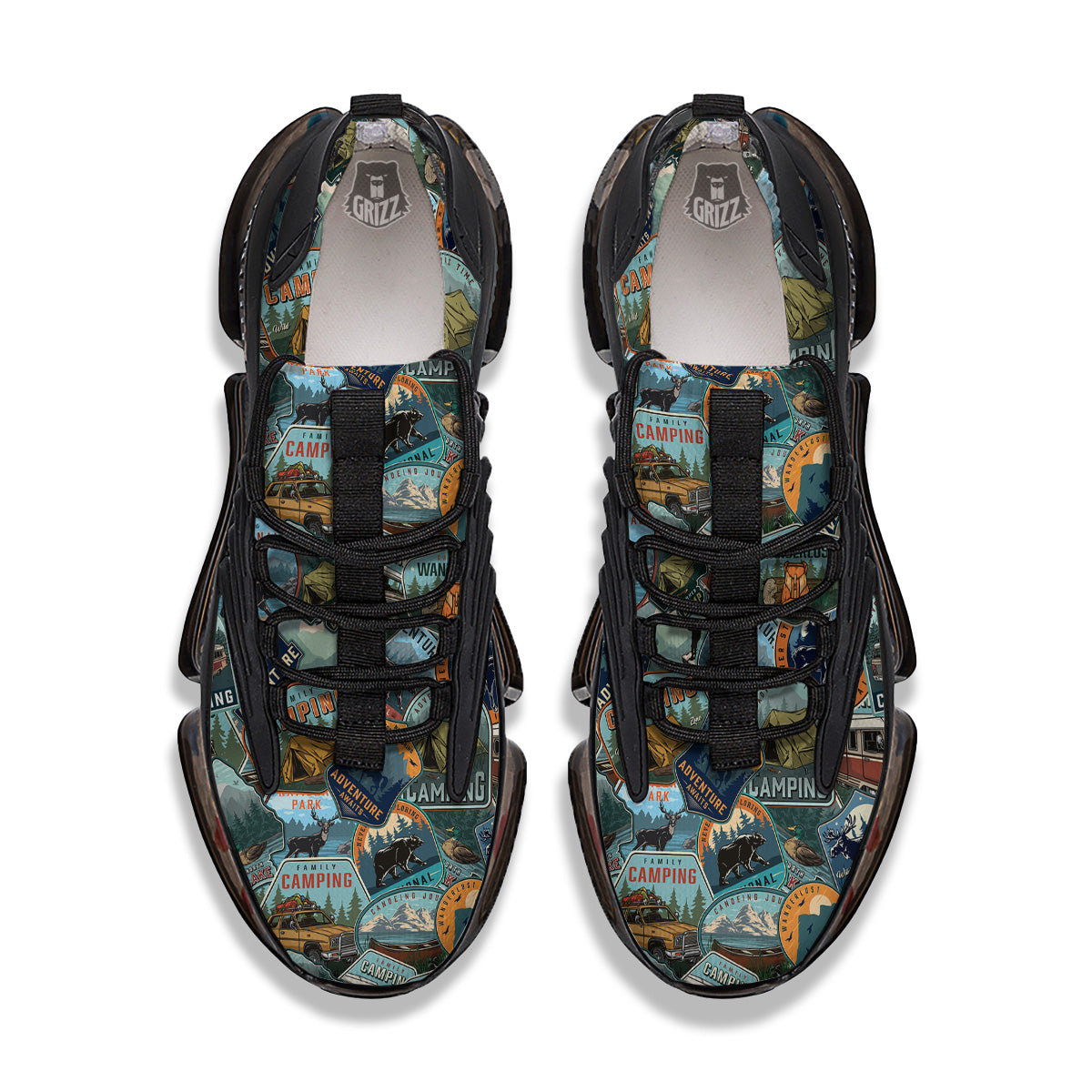 Summer Camping And National Park Print Pattern Black Gym Shoes-grizzshop