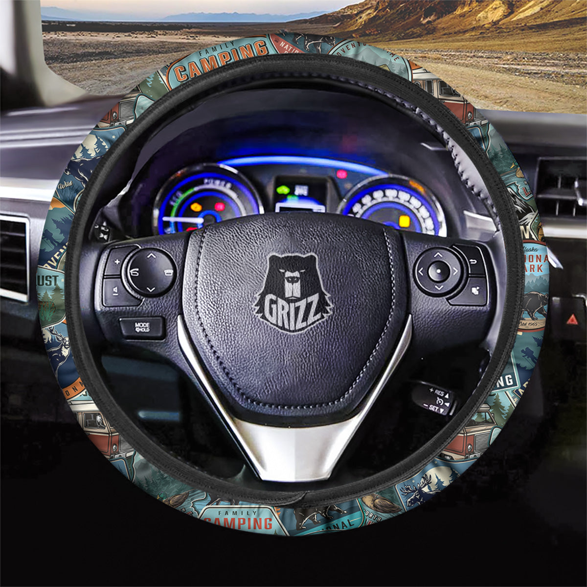 Summer Camping And National Park Print Pattern Car Steering Wheel Cover-grizzshop