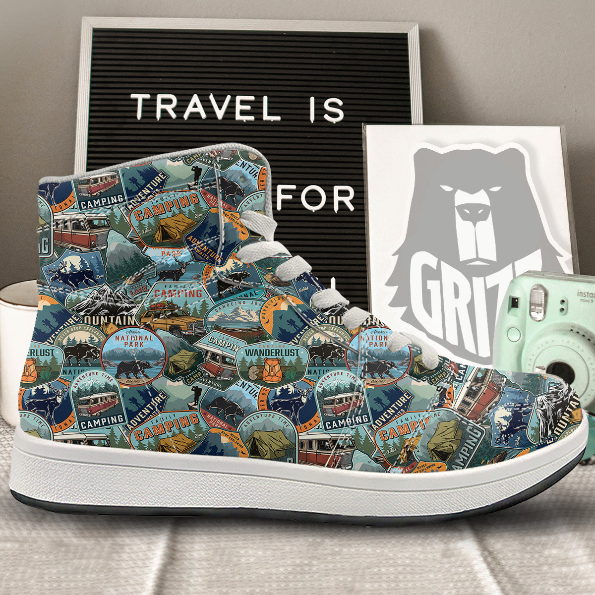 Summer Camping And National Park Print Pattern High Top Sneakers-grizzshop