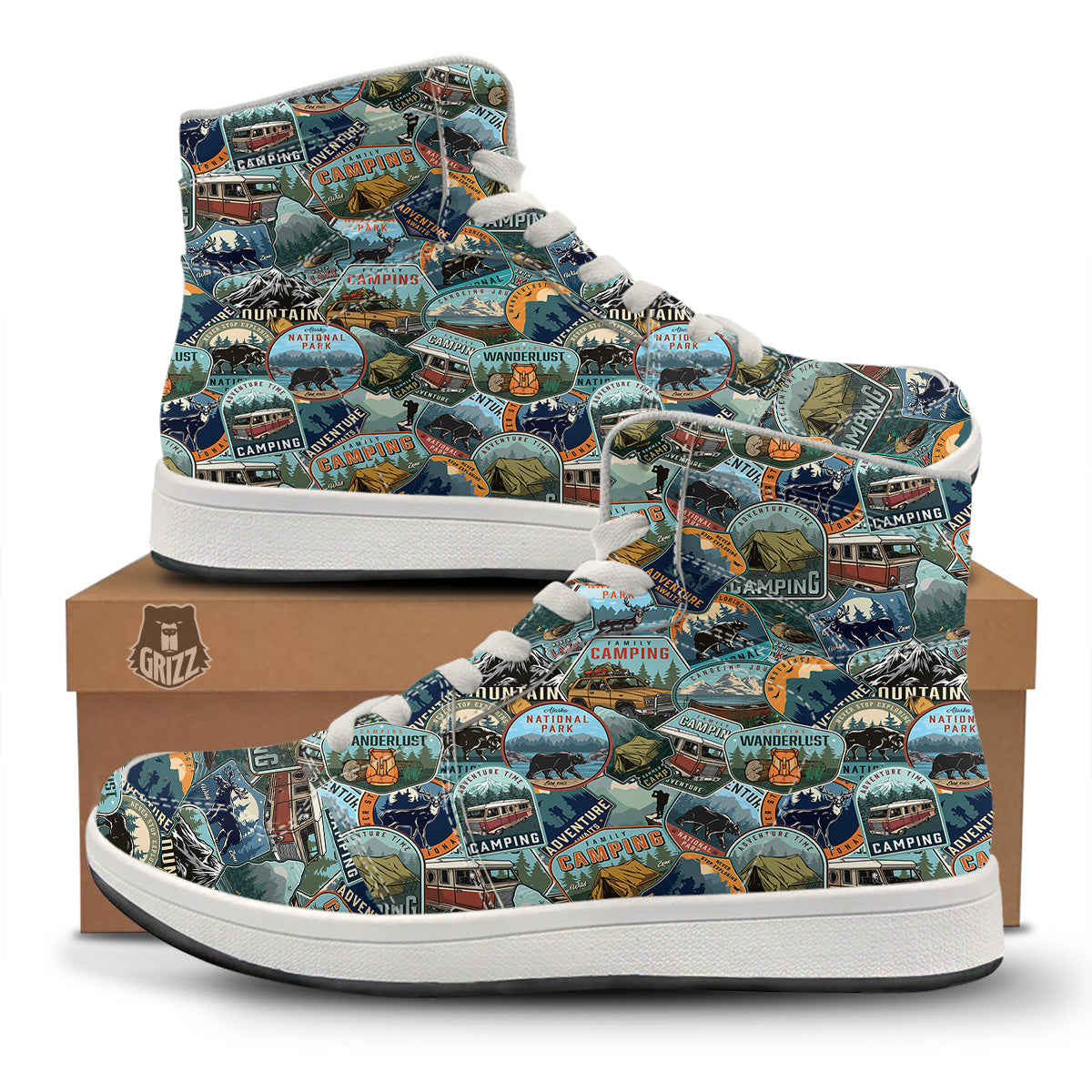 Summer Camping And National Park Print Pattern High Top Sneakers-grizzshop