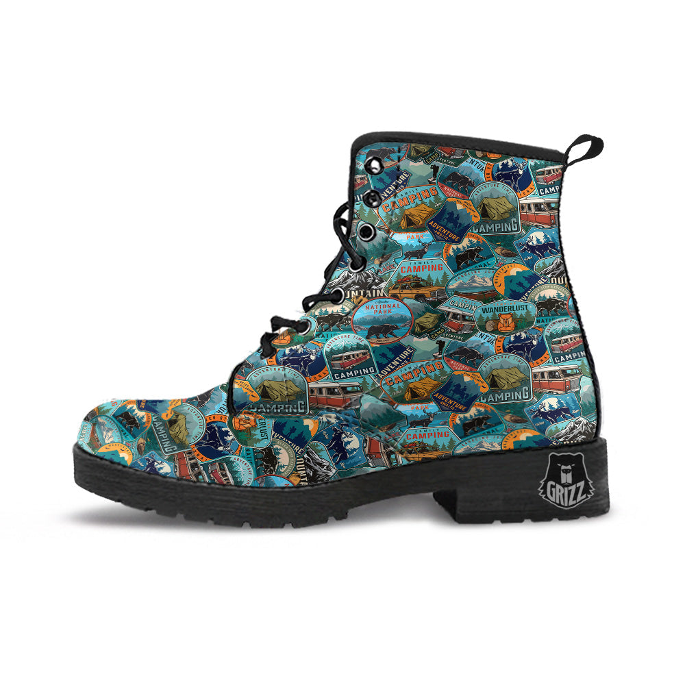 Summer Camping And National Park Print Pattern Leather Boots-grizzshop