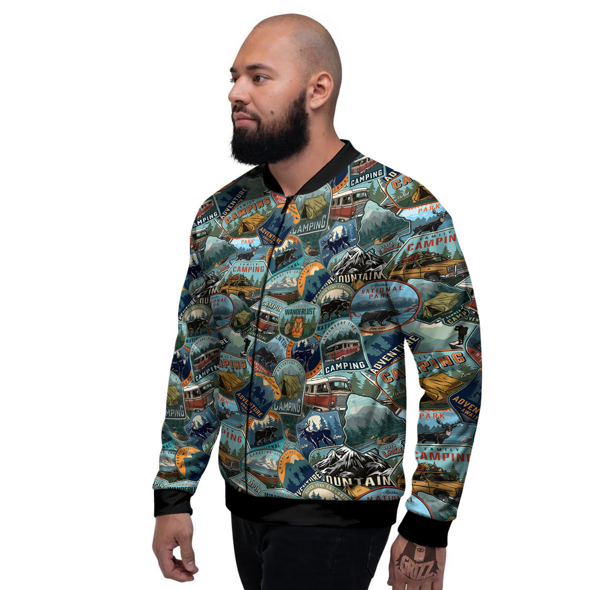 Summer Camping And National Park Print Pattern Men's Bomber Jacket-grizzshop