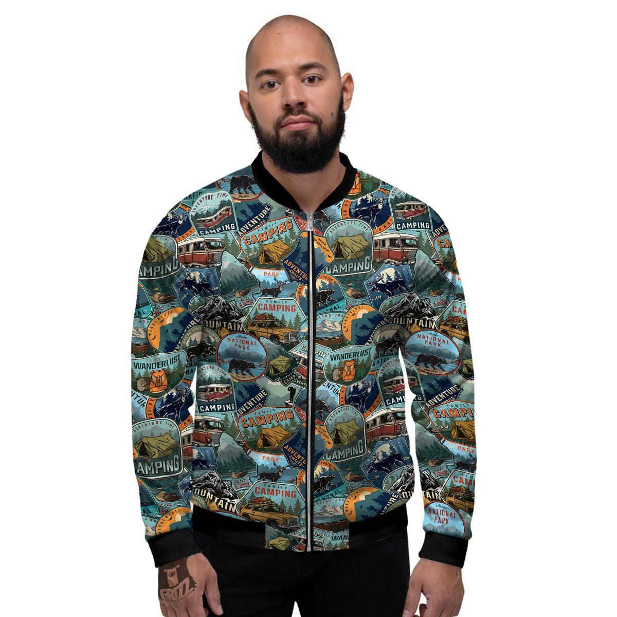 Summer Camping And National Park Print Pattern Men's Bomber Jacket-grizzshop