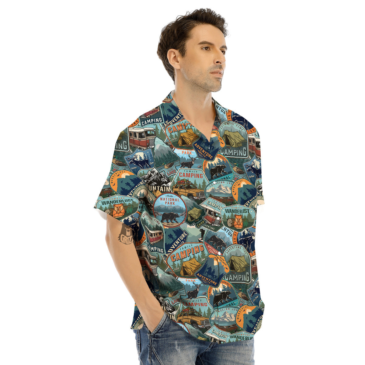 Summer Camping And National Park Print Pattern Men's Hawaiian Shirt-grizzshop