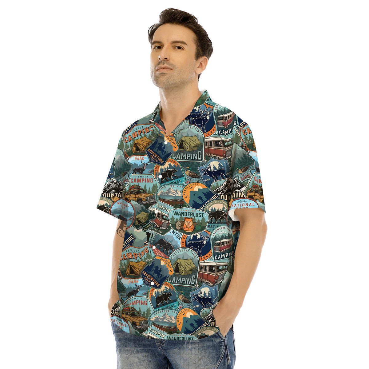 Summer Camping And National Park Print Pattern Men's Hawaiian Shirt-grizzshop