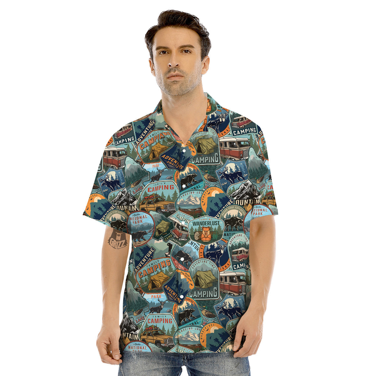 Summer Camping And National Park Print Pattern Men's Hawaiian Shirt-grizzshop