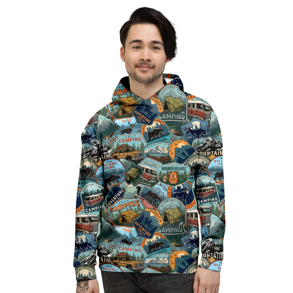 Summer Camping And National Park Print Pattern Men's Hoodie-grizzshop