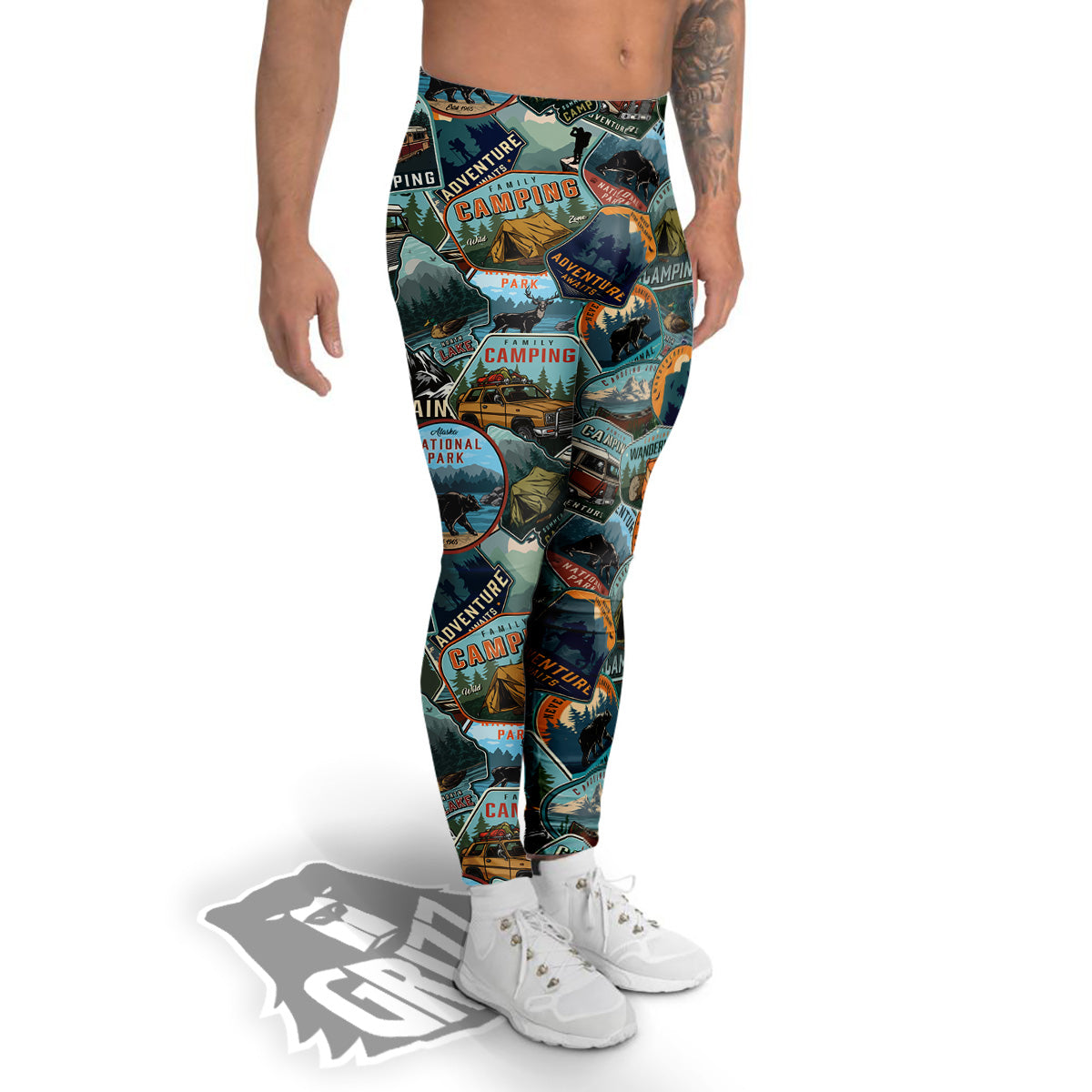 Summer Camping And National Park Print Pattern Men's Leggings-grizzshop