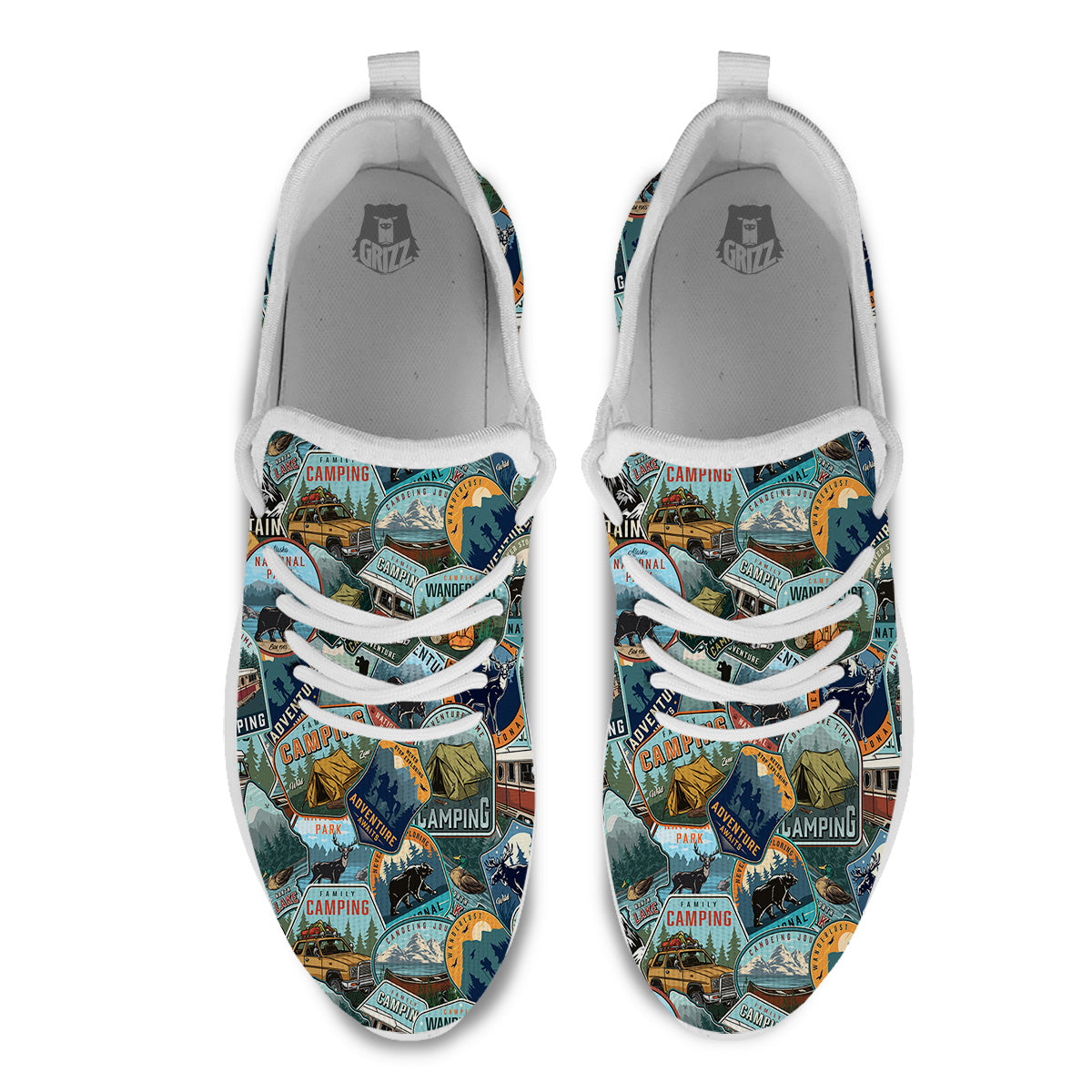 Summer Camping And National Park Print Pattern White Athletic Shoes-grizzshop