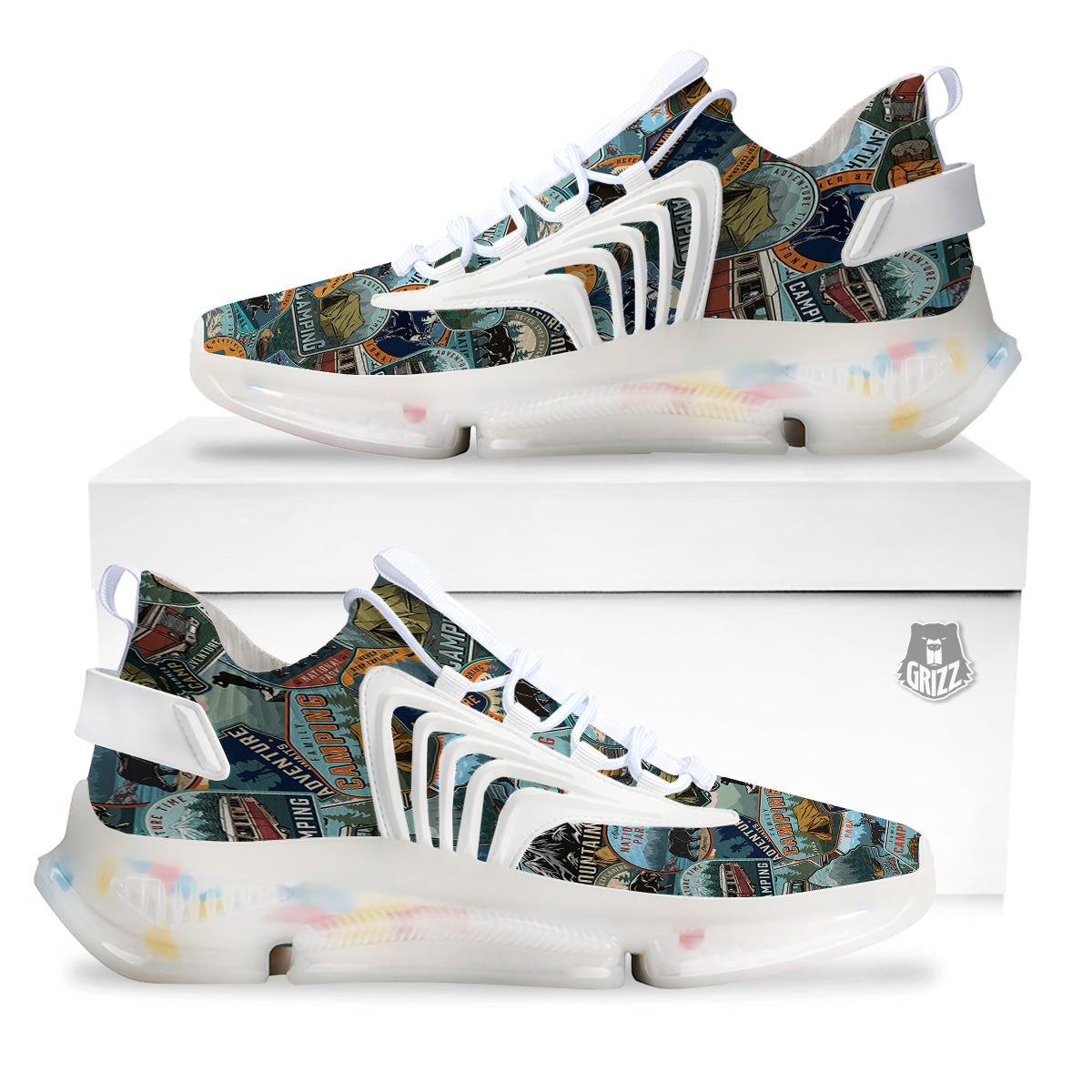 Summer Camping And National Park Print Pattern White Gym Shoes-grizzshop
