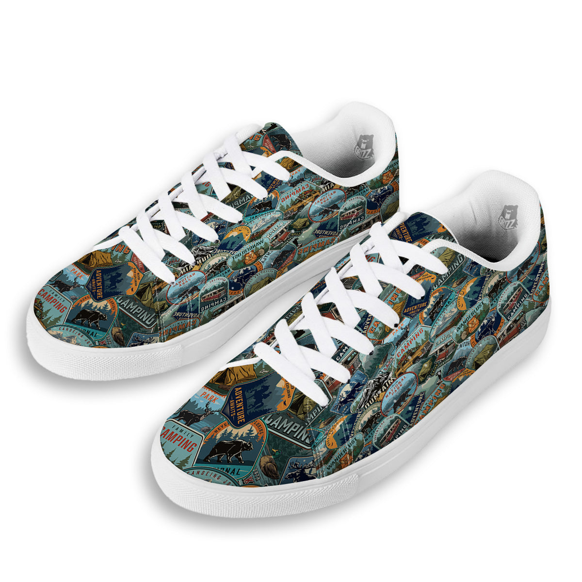 Summer Camping And National Park Print Pattern White Low Top Sneakers-grizzshop