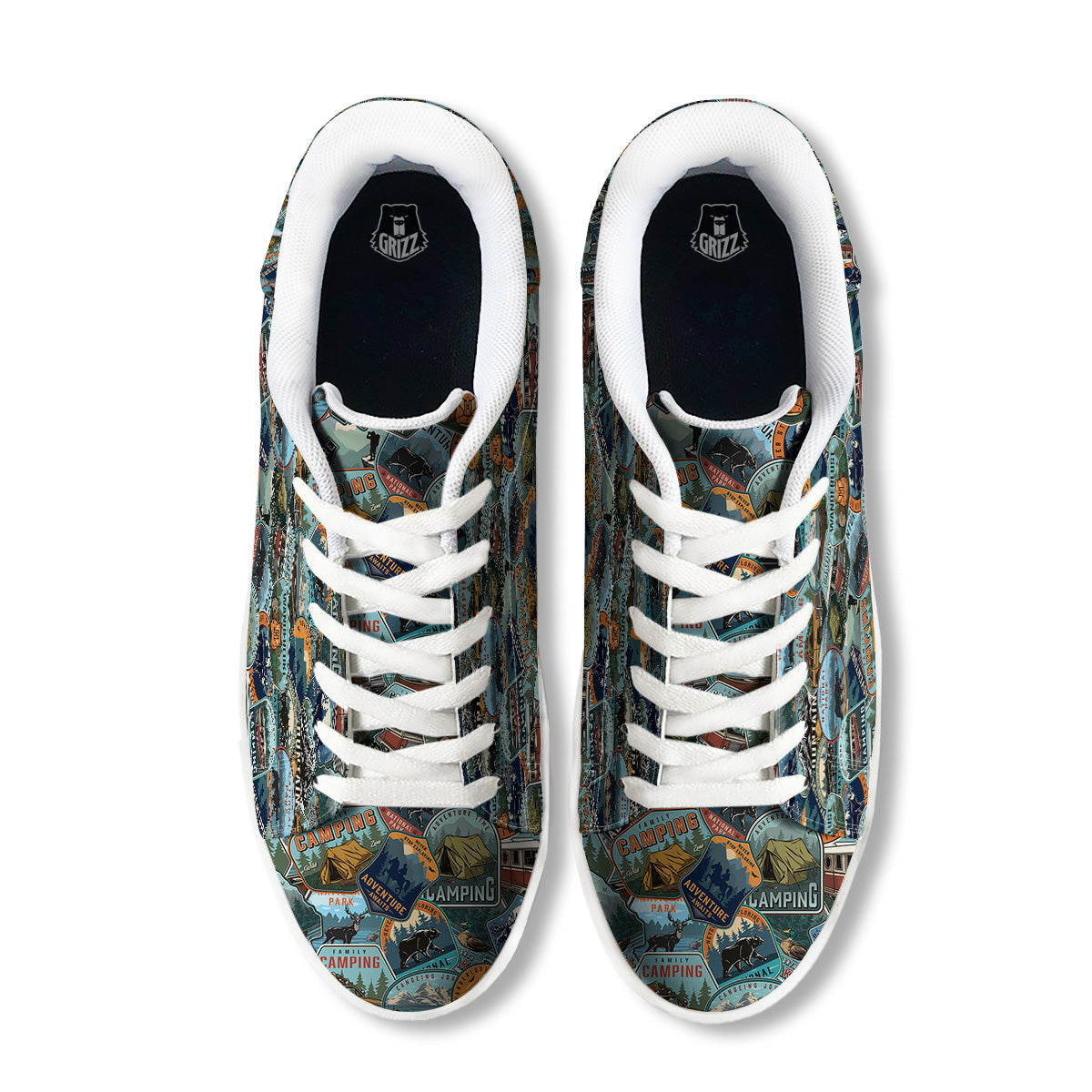 Summer Camping And National Park Print Pattern White Low Top Sneakers-grizzshop