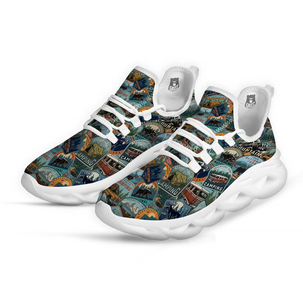 Summer Camping And National Park Print Pattern White Running Shoes-grizzshop