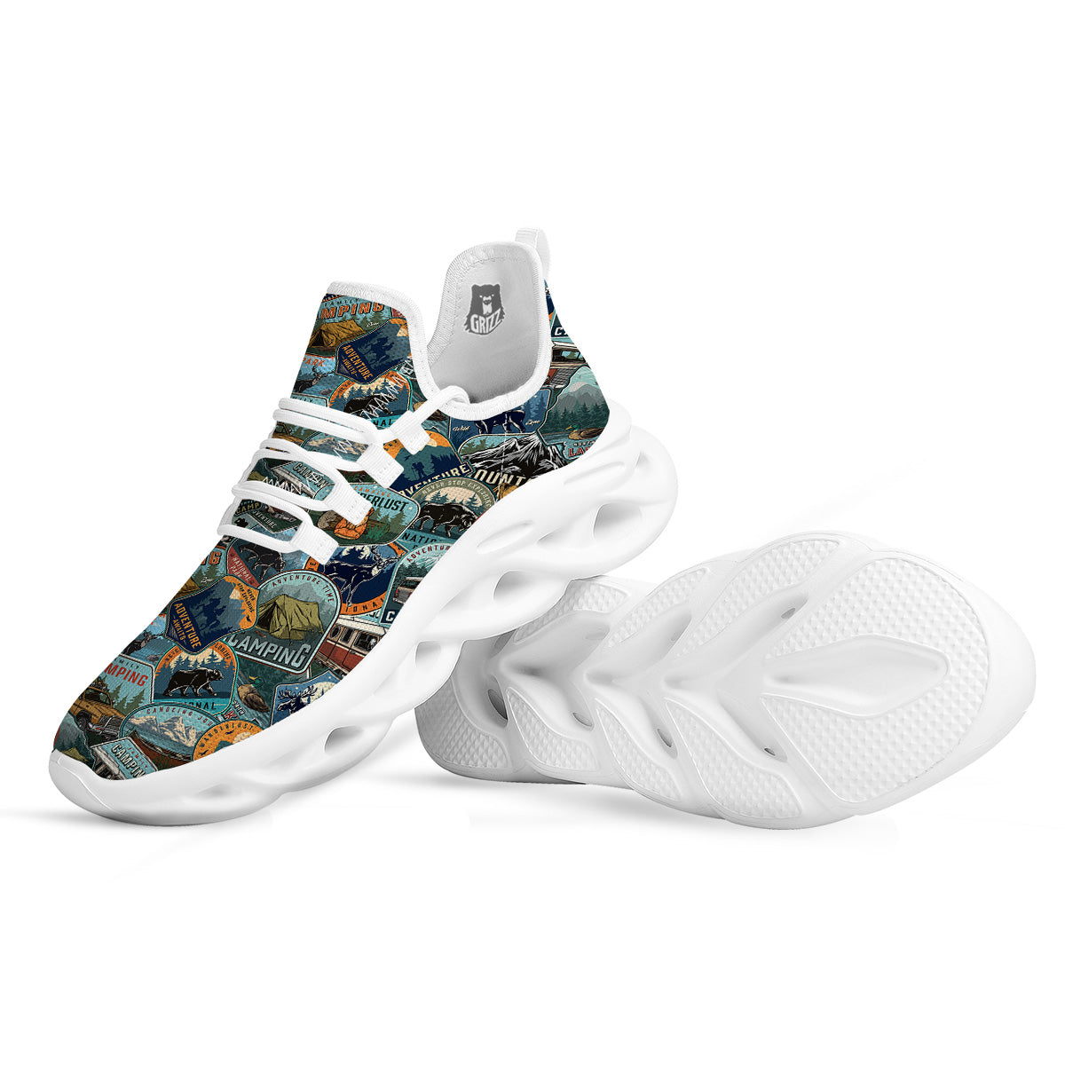 Summer Camping And National Park Print Pattern White Running Shoes-grizzshop
