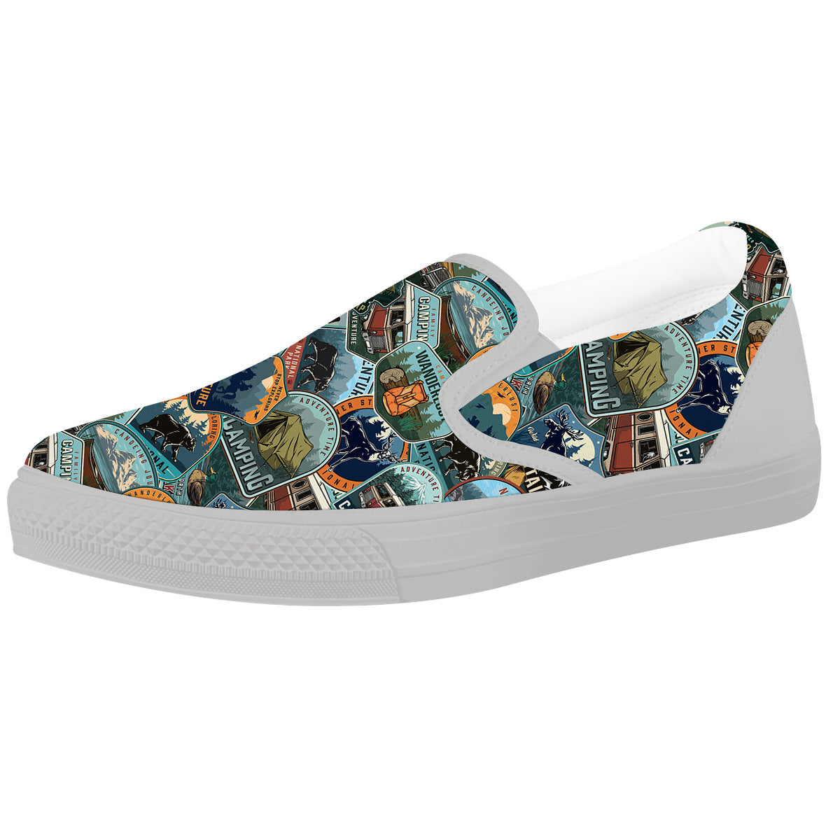 Summer Camping And National Park Print Pattern White Slip On Shoes-grizzshop