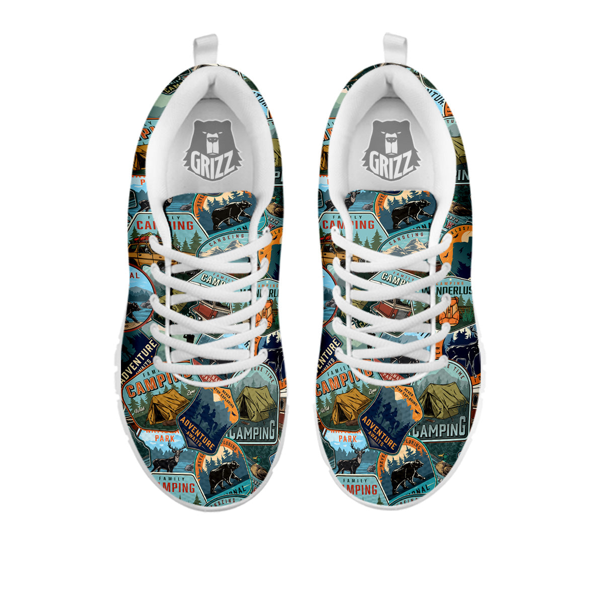 Summer Camping And National Park Print Pattern White Sneaker-grizzshop