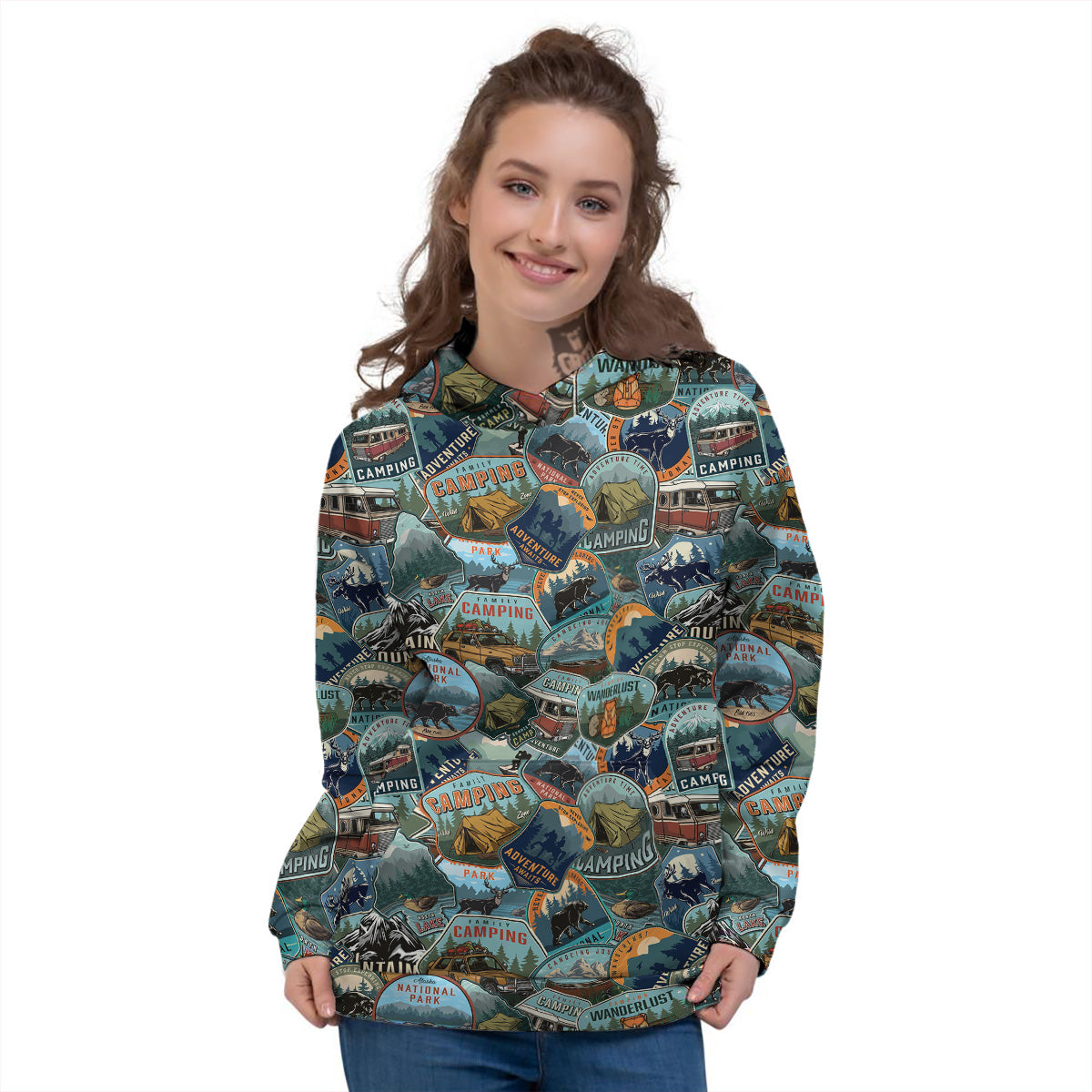 Summer Camping And National Park Print Pattern Women's Hoodie-grizzshop
