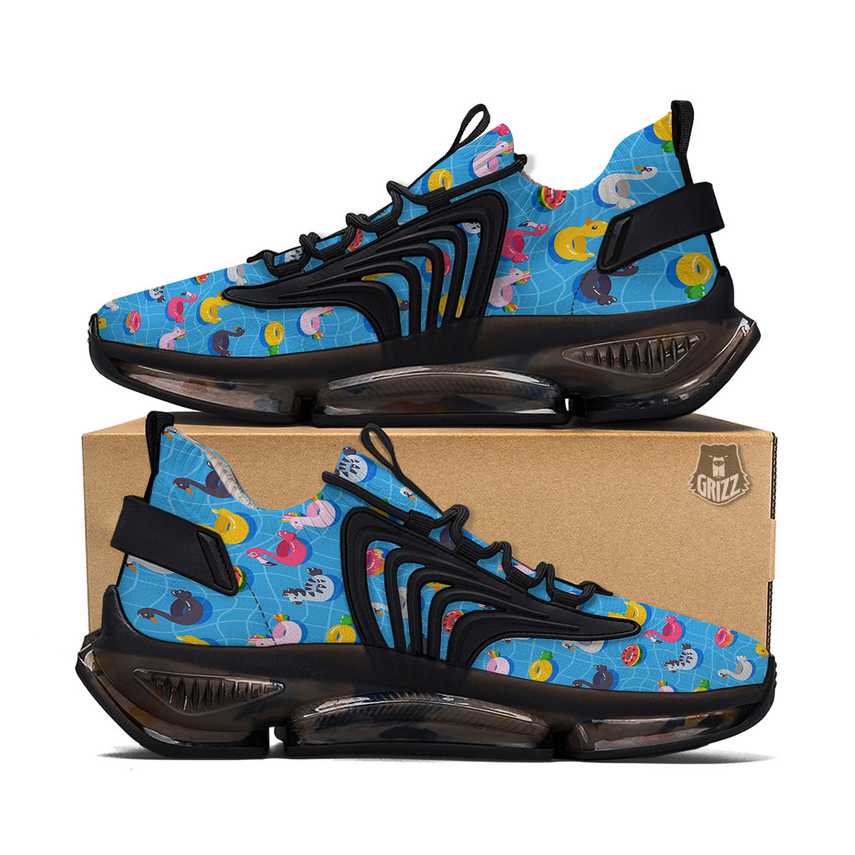 Summer Floats Ring Print Pattern Black Gym Shoes-grizzshop