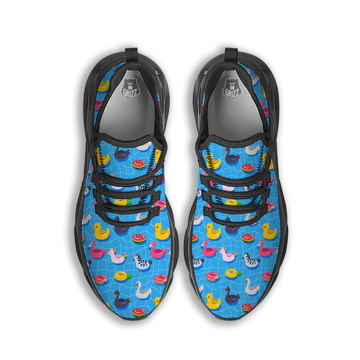 Summer Floats Ring Print Pattern Black Running Shoes-grizzshop