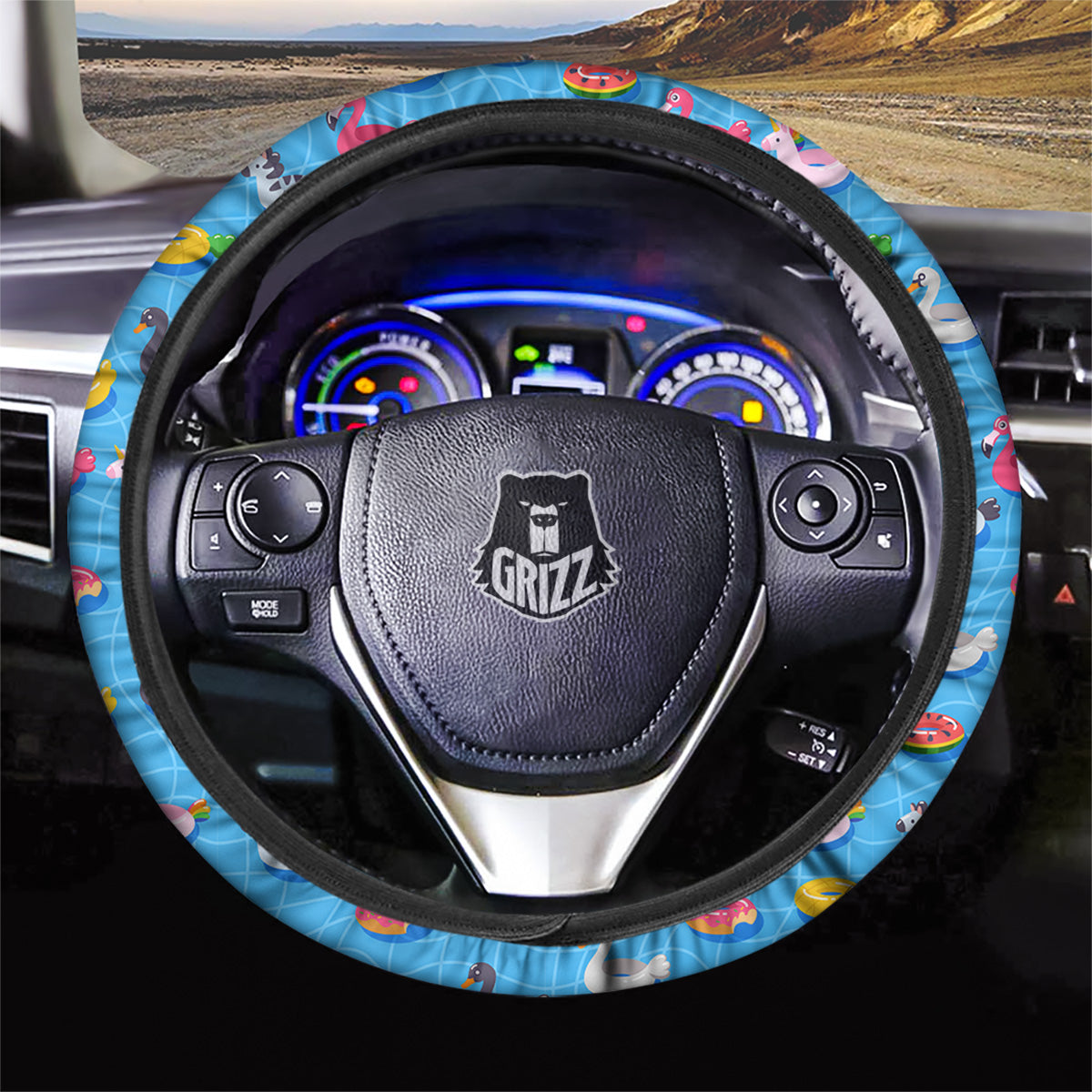Summer Floats Ring Print Pattern Car Steering Wheel Cover-grizzshop